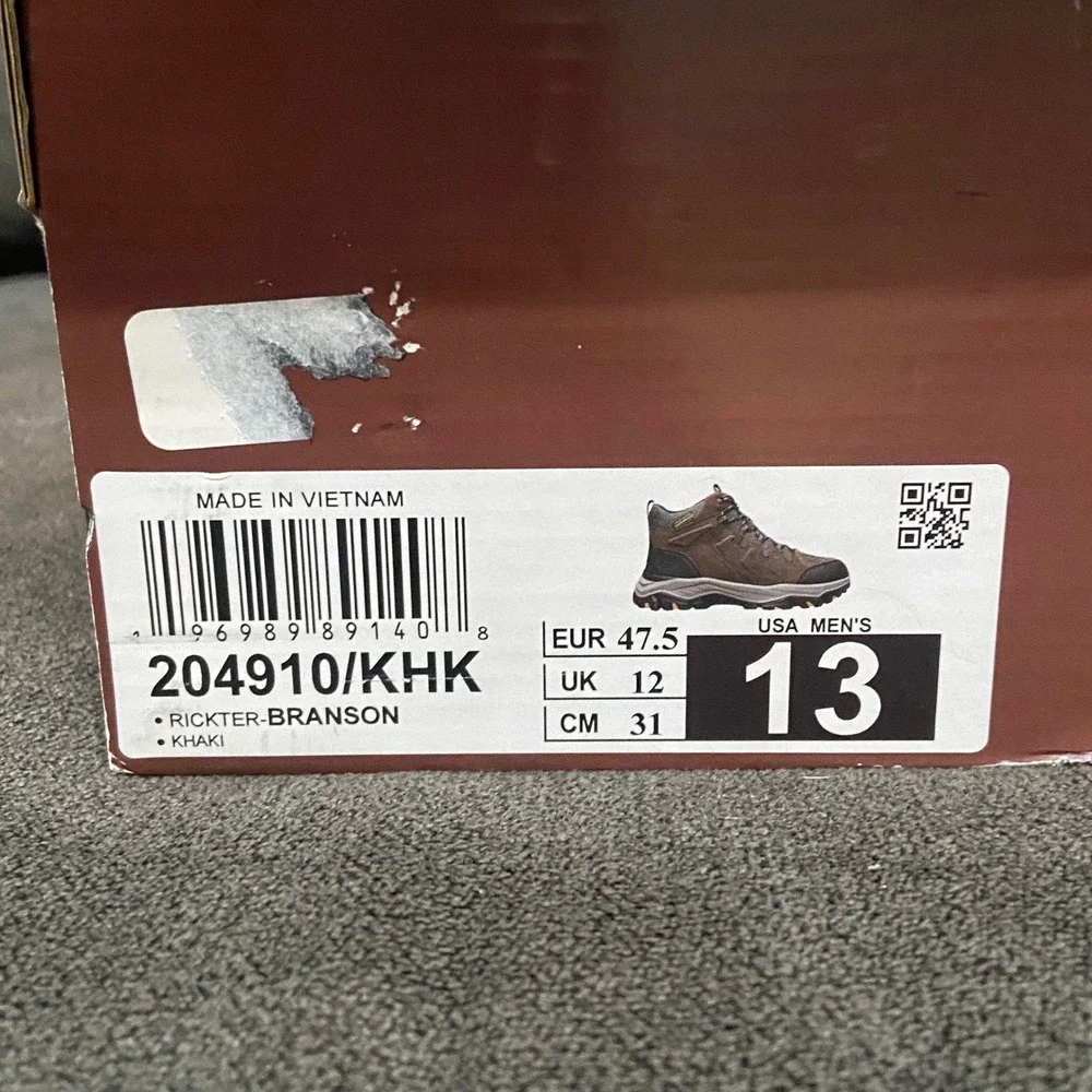 Skechers Rickter-Branson Boot Mens 13 Khaki Waterproof Outdoor Hiking 204910/KHK